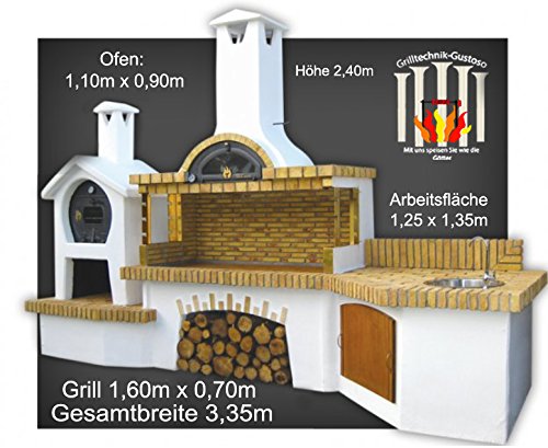 Steingrill Pizzameister XXL LUXUS mit Zwei OFEN GRILL&Waschbäcken Versand ab 350€ abhängig PLZ (Preis gillt nurnoch für diesen Monat)