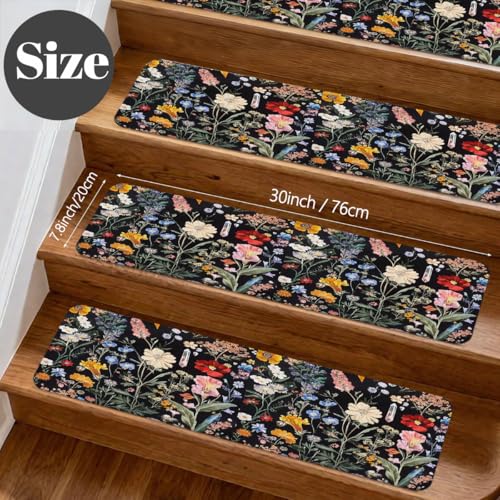 Protectores de escalera para interiores de flores florales de primavera 4