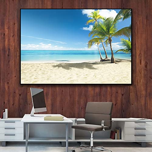 Sea Beach Wall Silk Posters Hd Landscape Wall Decor Modern Office Home Decoration Poster (With Frame,60X90Cm) #TOP2