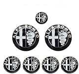  Für Alfa Romeo Auto Logo, 74 MM Motorhaube Kofferraum Abzeichen, 40MM Lenkrad Abzeichen, 56MM Auto Rad Mittelkappe Emblem Aufkleber 7pcs