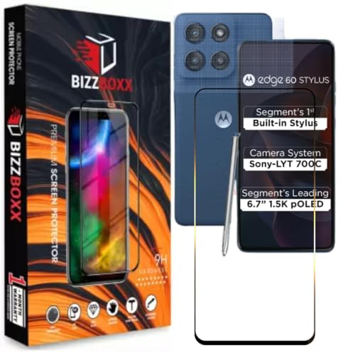 Image of Compatible With Motorola Edge 60 Stylus 5G Tempered Glass Screen Protector Guard - HD Clarity, Anti-Fingerprint Screen Guard (Moto Edge 60 Stylus)|With Installation Kit - Pack of 1