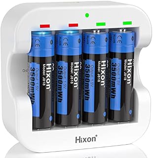 1.5V Rechargeable Lithium AA Batteries with Charger, 4 Pack 1.5V 3500mWh AA Rechargeable Battery Long Lasting Double A Battery,5V 2A Fast Charging Function