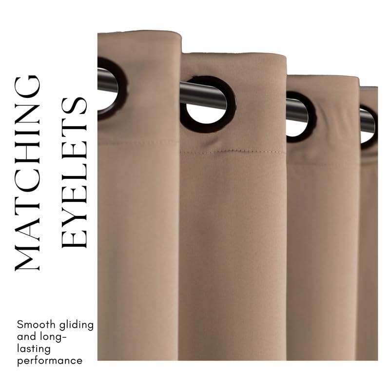 Vendola Blackout Window Curtains 5 Feet Long Set of 2 Curtains with Tie Back, Parda Windows, Solid Curtains for Living Room, Bedroom, 80-85% Blackout (5 Feet, Wallnut Whisper, Beige Colour)