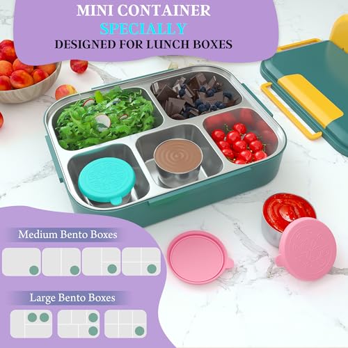 Image of 6x1.6 Oz Salad Dressing Containers With Lids, Small Leakproof Reusable Stainless Steel Salad Dressing Container To Go For Lunch Boxes,Sauce containers, Picnics,Travel Meal Prep And Kitchen Storage.