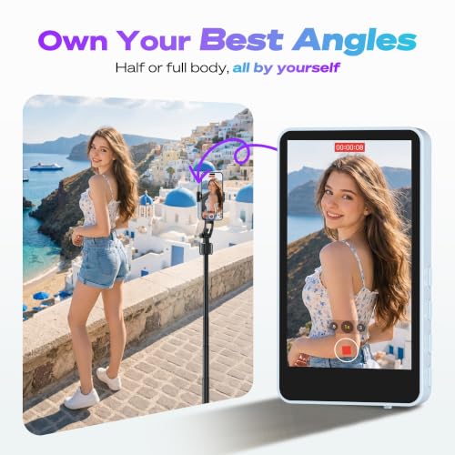 Image of SYNCO Wireless Selfie Monitor Screen for iPhone 7-16 Series(Blue) | Magnetic Back Camera Selfie Monitor, Secure Private P2P Network, Vlog 4K /1080p, 164FT Long Range for TikTop, Youtube, Makeup