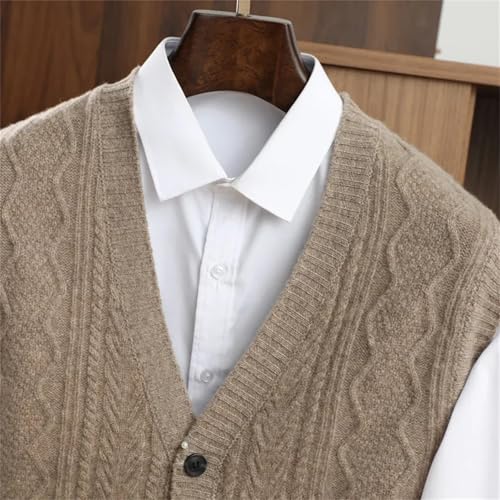 Men Wool Waistcoat Sleeveless Sweater V-neck Cardigans Twist Flower Cashmere Wool Knitted Vintage Vest Winter4