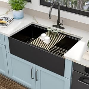 33 Black Farm Sink Workstation - Fulorni 33 Inch Farmhouse Kitchen Sink Workstation with Slide Ledge Apron Front Reversible Matte Black Ceramic Porcelain Fireclay Single Bowl Farmer Sink Basin 33 Black Farm Sink Workstation Fulorni 33 Inch Farmhouse Kitchen Sink Workstation with Slide Ledge Apron Front Reversible Matte Black Ceramic Porcelain Fireclay Single Bowl Farmer Sink Basin
