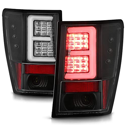 ACANII - For 2007-2010 Jeep Grand Cherokee Black Housing LED Tube Tail Lights Brake Lamps Assembly Driver & Passenger