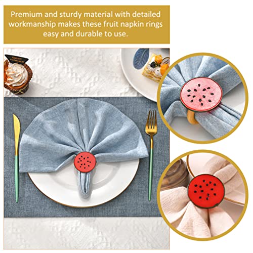 Watermelon Serviette Ring 6Pcs Watermelon Napkin Rings Fruit Napkin Holder Buckles Plastic Fruit Serviette Rings Easter Napkin Buckle For Wedding Party Holiday Table Accessories #TOP7