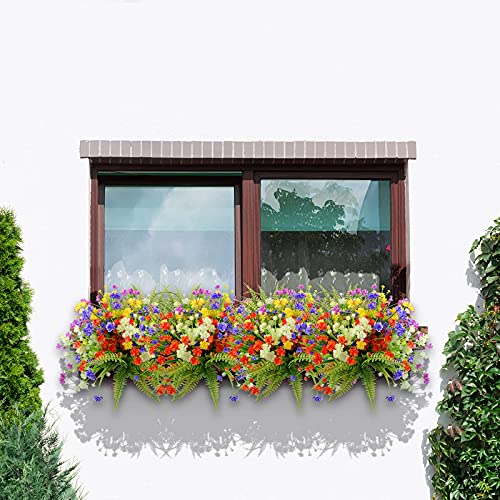 Stylifing 12 Bundles Artificial Fake Flowers For Outdoor Decoration, Uv Resistant Shrubs Plants, Fade Resistant Flowers Faux Plastic Greenery For Indoor Hanging Plants Garden Porch Window Box Wedding #TOP7
