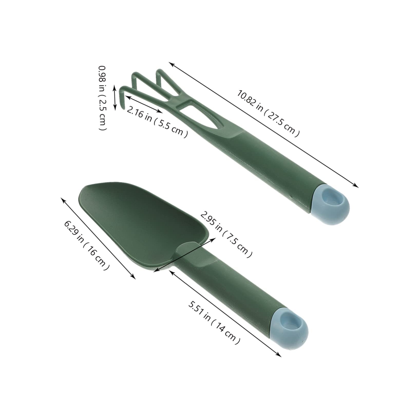 GANAZONO 2 Sets Ergonomic Plastic Gardening Trowel and Rake Tool for Planting Weeding and Trimming Lightweight and Durable Garden Tools for Bonsai and Projects