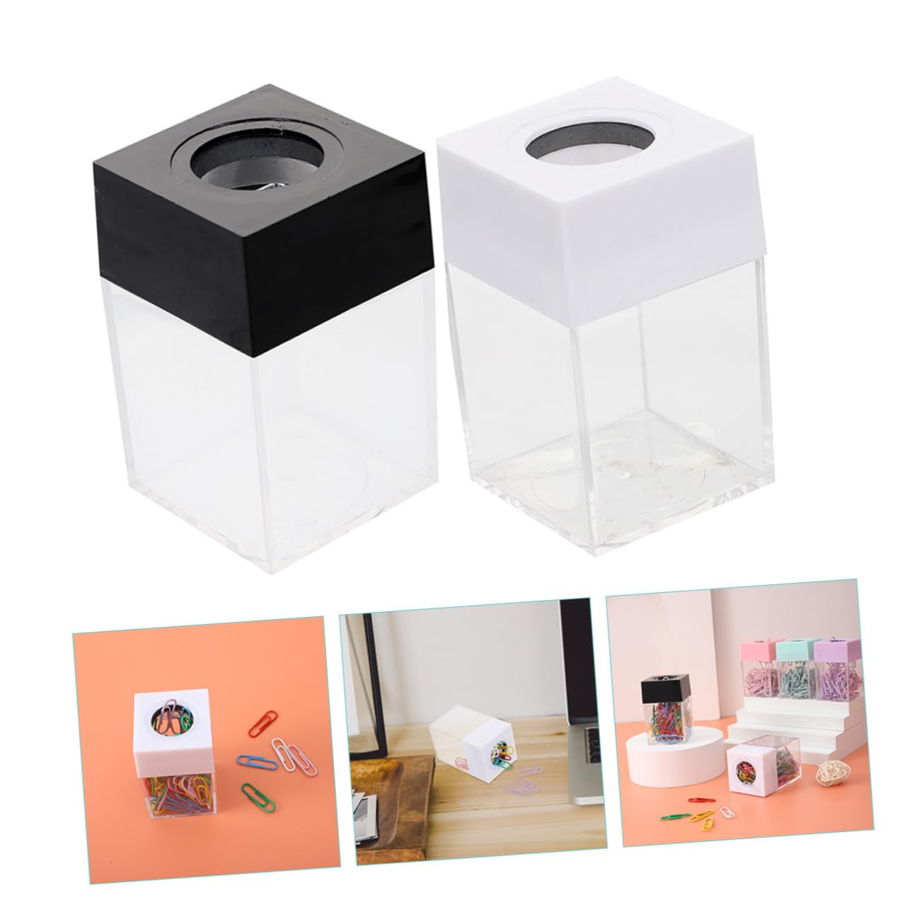 Abaodam 8 Pz Secchio Di Spilli Porta Forcine Organizer Per La Conservazione Graffetta Trasparente Custodia Per Graffette Contenitori Magnetico Plastica Portaoggetti Ufficio