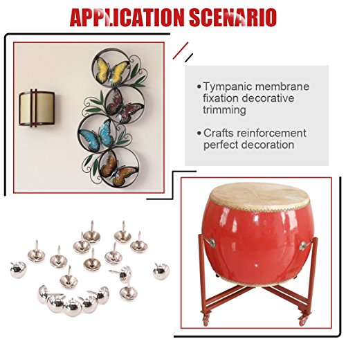 Hilitchi 200-Pieces 7/16''(11Mm) Silver Antique Tacks Nail Pins Upholstery Nail Tacks Furniture Thumb Tack Pins Assortment Kit (Silver) #TOP5