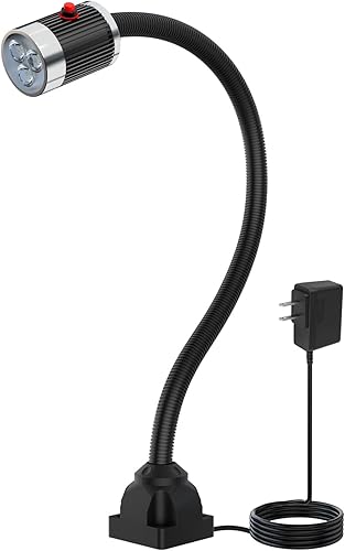 Lámpara de taller LED de 900 lúmenes, lámpara flexible de cuello de cisne a prueba de agua IP65, cuello de cisne ajustable de 20" con base de