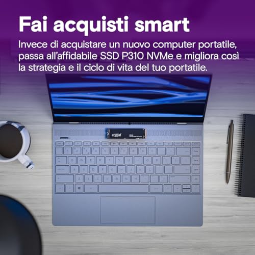 P310 SSD 500GB PCIe Gen4 NVMe M.2 2280, fino a 6.600 MB/s, Compatibile con Notebook e PC Desktop, Hard Disk Interno - CT500P310SSD801 - Hdd - Immagine 3
