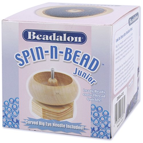 Beadalon Spin-N-Bead, Junior Size Bead Spinner Bowl Includes 1 Curved Big Eye Needle for Easy Bead Stringing and Jewelry Making, Natural