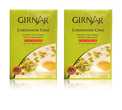 Image of Girnar Instant Premix Cardomom Chai (Low Sugar) - 80 Grams, 10 Sachets - Pack of 2