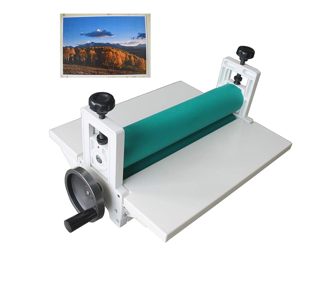 Laminadora en frío, laminadora en rollo, 36 cm, manual, A3, protección fotográfica | Plastificadora en frío, carcasa de metal, 10 mm de grosor, rollos de silicona sin burbujas para fotos, carteles y documentos