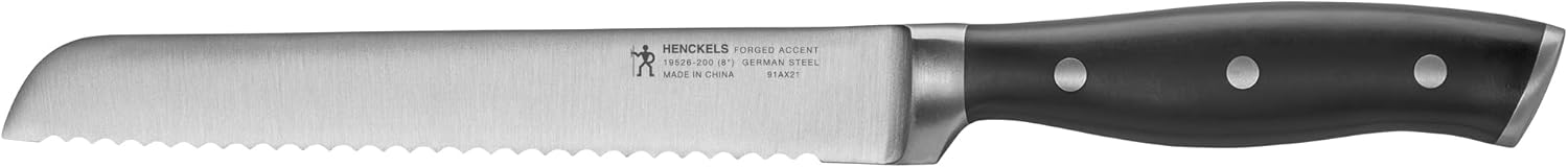 Henckels Forged Accent 8-Inch Razor-Sharp Bread Knife - German Stainless Steel, Forged Bolster, Triple-Riveted Handle for Precision Slicing