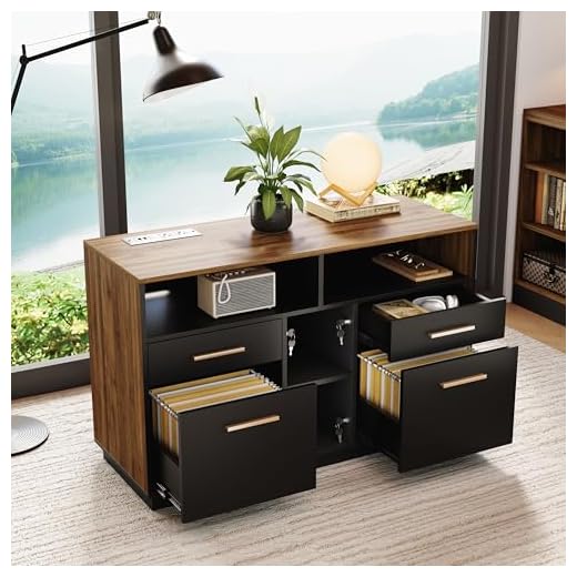 4 Drawer Wood File Cabinet with Lock