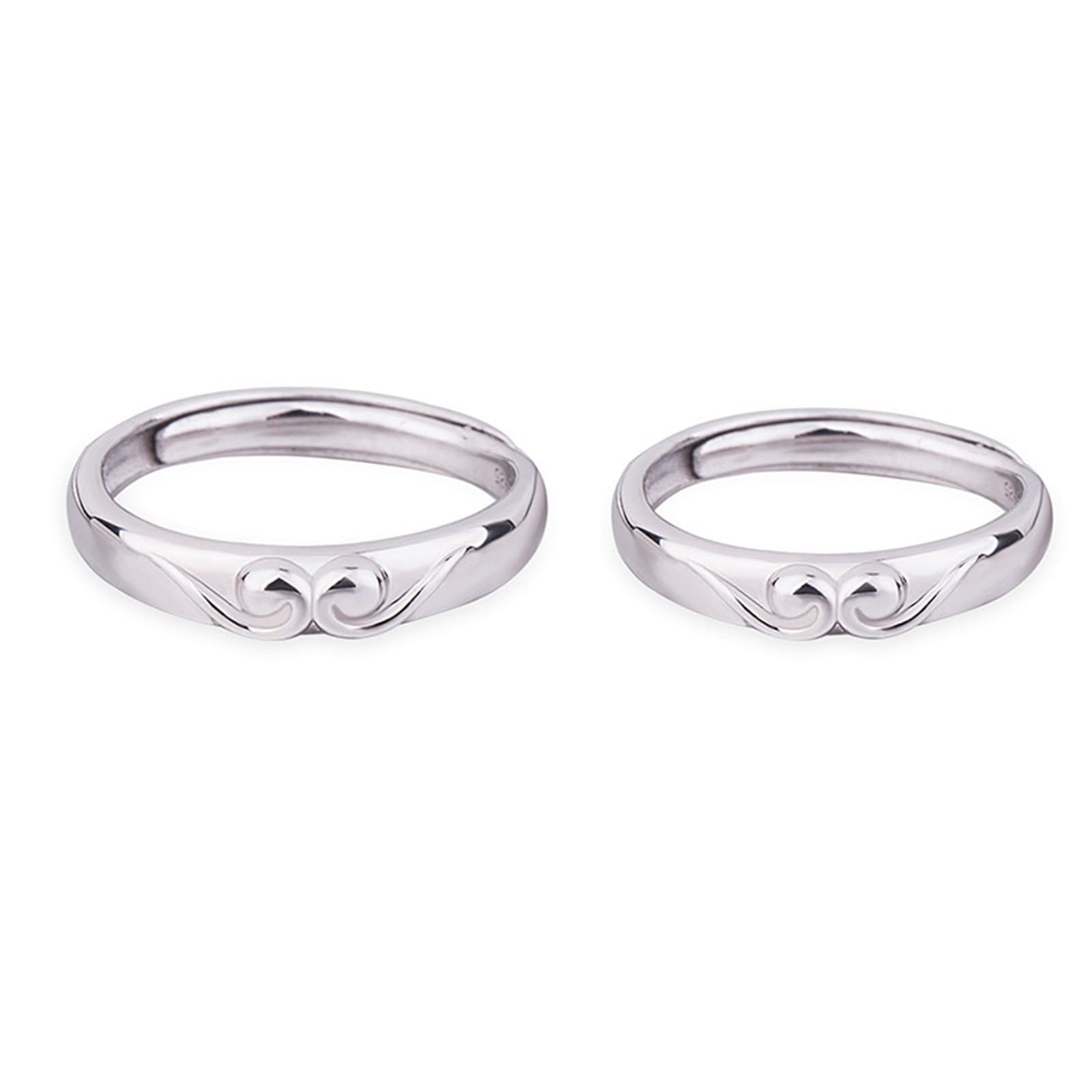 Juego de anillos de plata de ley para adolescentes, anillo de boda de plata de ley con diseño de corona de plata, anillo ajustable para pareja, Adjustable, Sin piedras preciosas