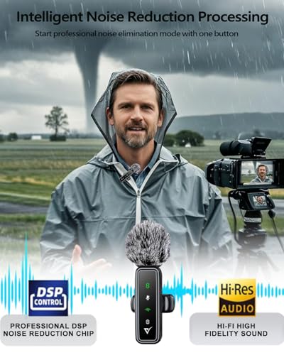 Image of VELOMAX Wireless Mic for Youtubers, Video Recording, Streaming with LED Indicator Light, 3 in 1 Noise Cancellation Wireless Microphone for iPhone /Android USB-C /Camera, 164FT Transmission Range
