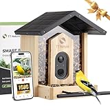 TT Nature Bird Feeder with Camera, Upgraded 1.5L Smart Birdhouse Al Identify for 10000 Plus Species, Auto Capture & Real-time Notifications, Ideal Gift for Bird Lovers (Iron Roof)