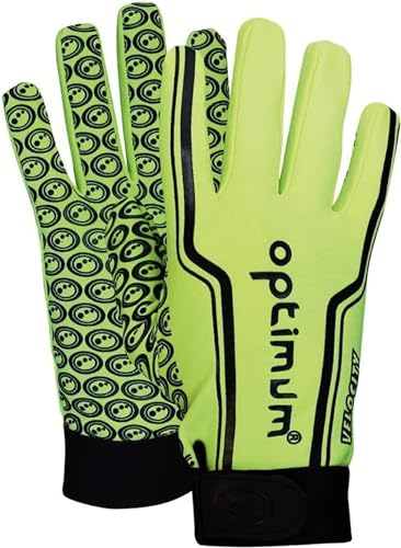 Optimum Waterproof Thermal Liner Velocity Gloves - Multi-Sport for Rugby Football Cycling - Breathable gloves for running in winter - Warm Padded Windproof Insulated - Fluro Yellow, XS (Large Boys)