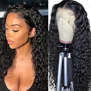 WENYAN Deep Wave Lace Front Wigs Human Hair Pre Plucked 20 Inch 13×4 Lace Frontal Closure Wigs for Black Women Human Hair 150% Density Glueless Brazilian Curly Lace Front Human Hair Wig with Baby Hair Natural Color