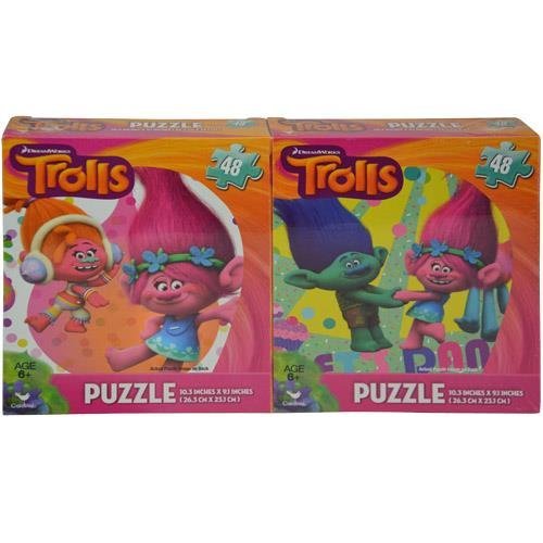 Trolls-Poppy & Branch- Big Face Art 2pk Promo Size Puzzles Shrinkwrapped Side by Side