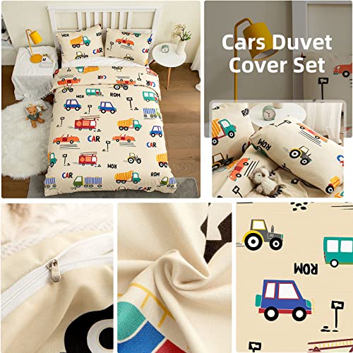Owl Queen Cars Duvet Cover Queen Size Boys Construction Cute Cartoon Duvet Cover With 2 Pillowcase 100% Polyester Fire Trucks Bedding Set Kids Duvet Cover Set #TOP3