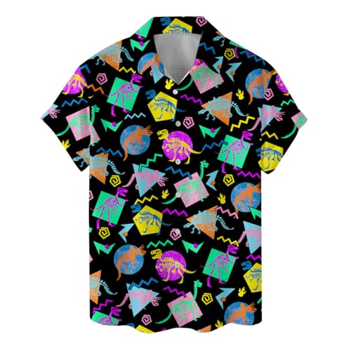 Camisetas havaianas engraçadas masculinas Palm Beach Camisas tropicais de férias O2, Dinossauro boli