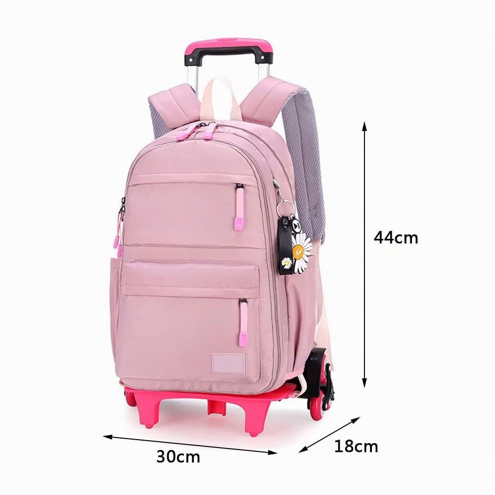 Zaini Trolley con 6 Ruote per Bambina, Zaino con Rotelle Elementari Staccabile per Scuola Viaggio, Viola