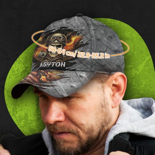 Image of Skull Baseball Cap for Men, Grim Reaper Death Crack Old Metal with Flag, Men's Hat, Adjustable Motorcycle Soft Caps
