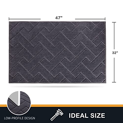 PURRUGS Dirt Trapping Door Mat 32" x 47", Non-Slip Machine Washable Entry Rug, Shoe Scraper, Dog Doormat, Super Absorbent Welcome Mat for Front & Back Door, Muddy Wet Shoes & Paws, Grey