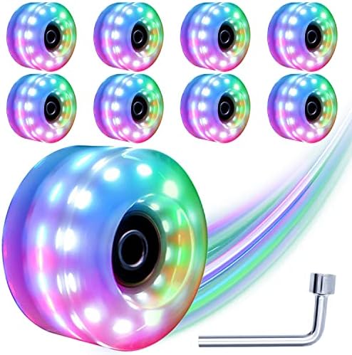 8 Pack Roller Skate Wheels with Bearings Installed Quad Light Up Wheels