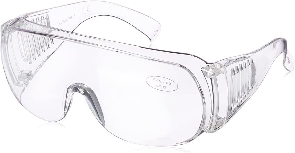 EMI # 412 Clear Safety Glasses Eyewear - Wear Over Glasses – Anti-Fog, Anti-Scratch Protective Eyewear for Medical Professionals, Labs, and Workplaces – Polycarbonate Eye Protection