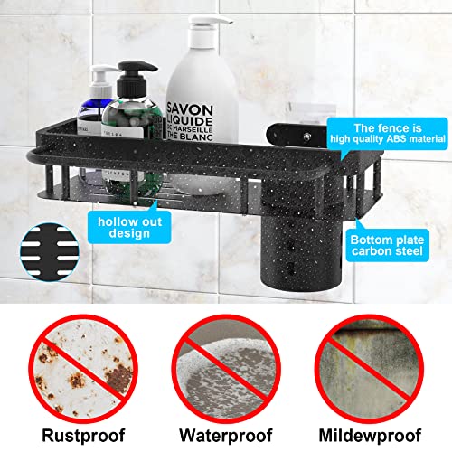 Shower Caddy Bathroom Shower Organizer With Towel Bars And Storage Cup No Drill Traceless Adhesive Shower Shelf ,Detachable Wall Mounted Shower Shelves For Dorm Bathroom Toilet Storage-Black #TOP2
