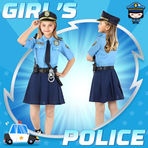 Loscola Police Officer Costume for Girls Kids, Girls Police Costume - image 2