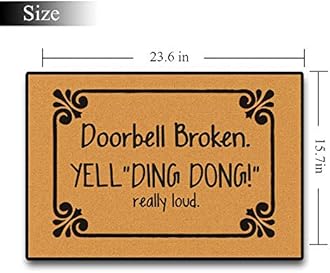 Accssoey Funny Doormat, Bedroom Entrance Door Mat Pad Kitchen Absorbent Mat Anti-Slip Door Mat Absorbent Mat Doorbell Broken Doormat 23.6"×15.7" Inch