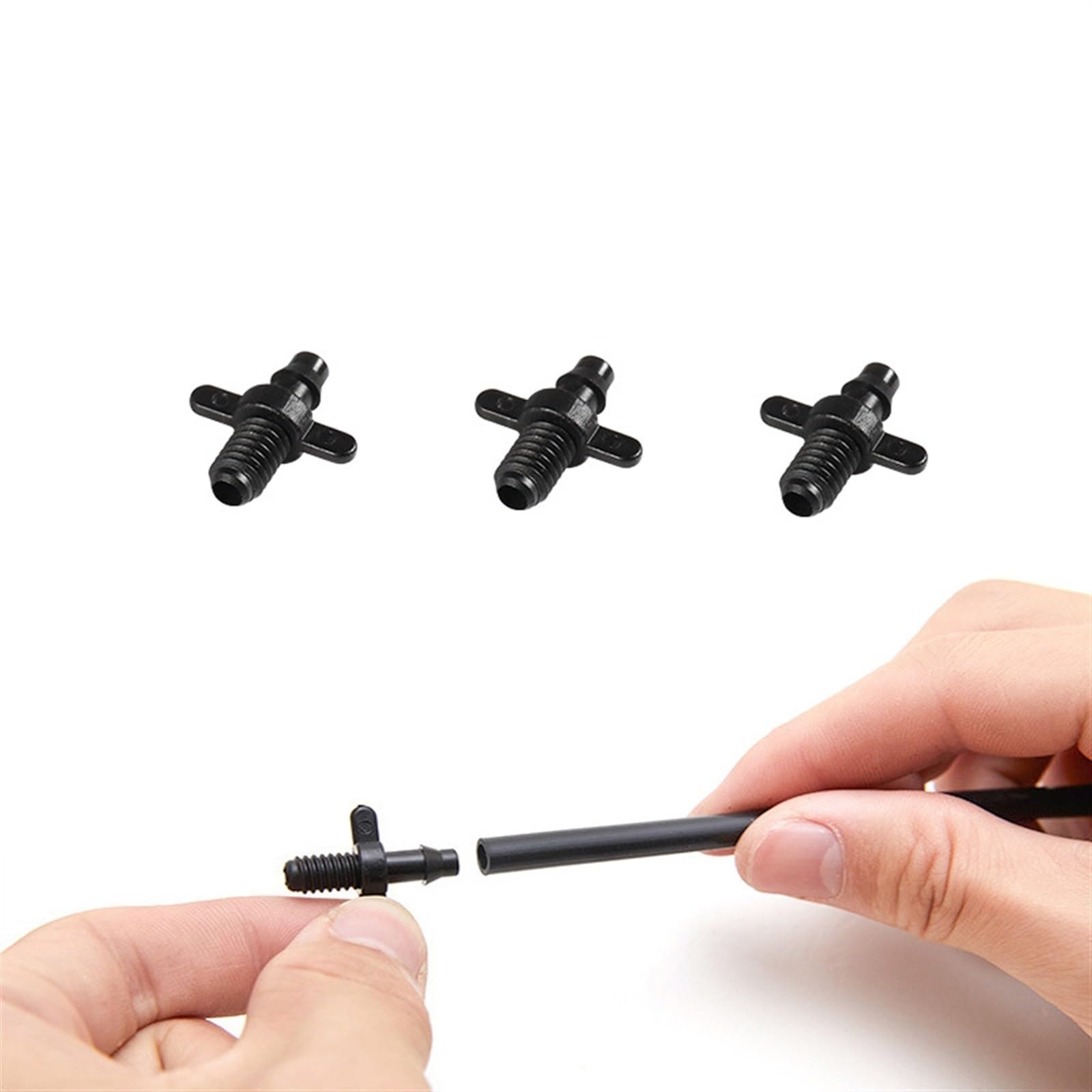 50Pcs Connettore dritto spinato da 1/4 di pollice con tubi filettati for irrigazione da giardino Raccordi in PVC Connettore rapido for tubo da 4/7mm