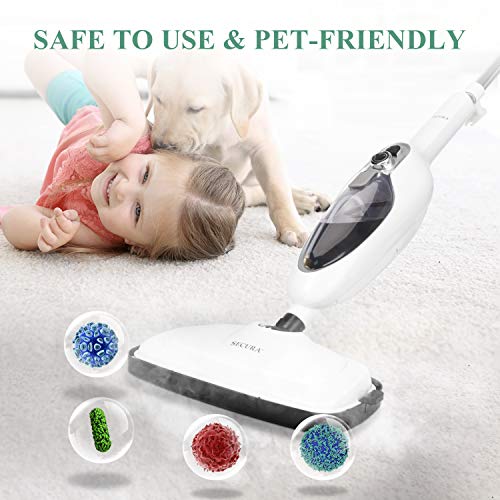 Secura Steam Mop 10-In-1 Convenient Detachable Steam Cleaner, White Multifunctional Cleaning Machine Floor Steamer With 3 Microfiber Mop Pads #TOP2