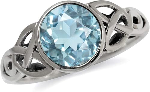 Silvershake Anillo redondo de plata de ley 925 de 0.315in con diseño de triquetra de triquetra