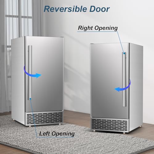 Image of Commercial Ice Maker Machine 120 LBS /24H, 30 LBS Cold Preservation Bin for 4-6H, Undercounter Ice Maker Stainless Steel, 40 Ice Cubes /8-15 Min Ice Machine, Set Ice Thickness, 24H Timer for bar, Cafe