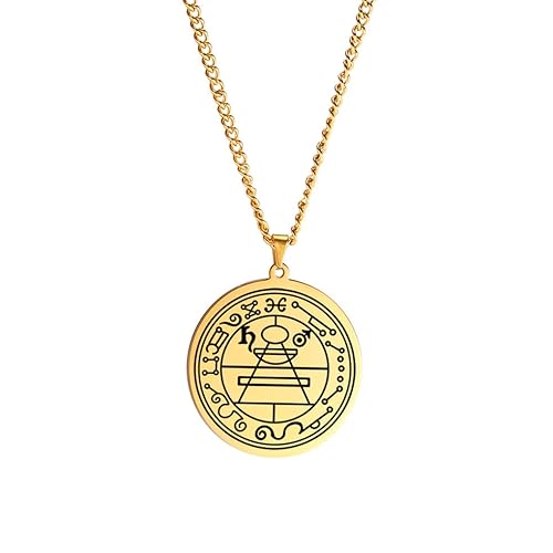 VASSAGO ステンレススチール ソロモンネックレス ジュピターシール お守り ソロモンの鍵 ジュエリー 大天使ペンダント メンズ レディース, ステンレス鋼, 宝石なし