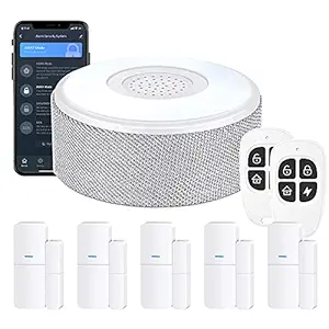 WiFi Door Alarm System(2nd Gen), Smart Home Alarm Security System DIY, Phone Alert, 8 Pieces-Kit (Alarm Siren, Door Window Sensors, Remotes), Work with Alexa, for House, Apartment, Alpha by tolviviov
