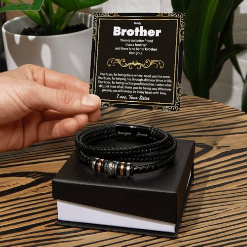 Image of To My Brother Bracelet, Bracelet for Brother from Sister, Gifts from Mom and Dad, Birthday Gift with Message Card and Box