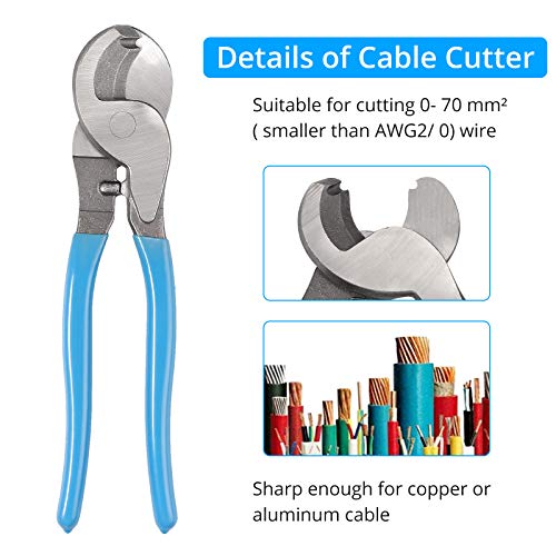 Crimping Tool, Kamtop Battery Cable wire Lug Crimping Tool with Cable Cutter 30PCS AWG 6 4 2 Copper Wire Lugs Tubular Ring Terminal Connectors and 30PCS 3:1 Dual Wall Adhesive Heat Shrink Tubing