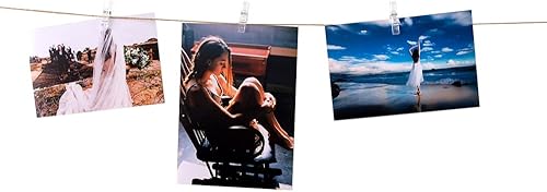 Miniatura 2 de 100 clips para fotos, mini pinzas para colgar en la pared, fotos Polaroid para niños, obras de arte con cuerda de 98 pies y mini ganchos de montaje