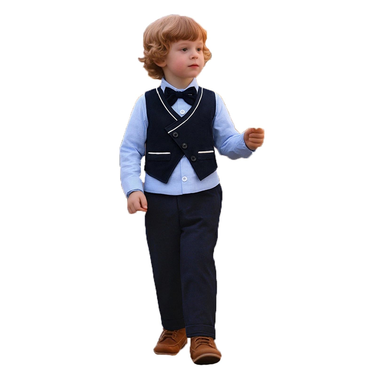 Ensemble Garçon, Tenue de cérémonie 3 pièces pour Petit garçon : Gilet et Pantalon habillé, idéale pour Une fête de Premier Anniversaire ou Une séance Photo de baptême.